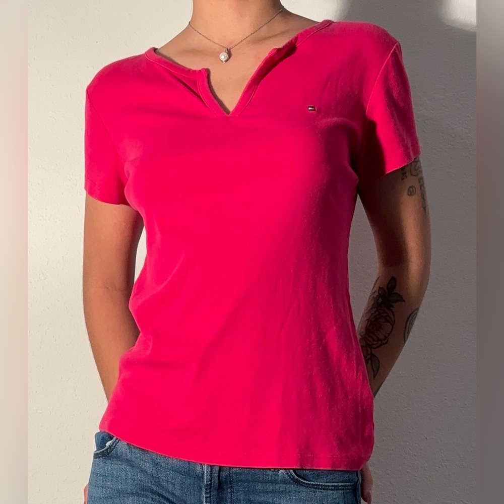 y2k Tommy Hilfiger Pink Shirt Size Medium